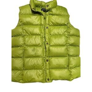 Lands End Puffer Vest Women’s Medium Forest Green 80 Goose Down 20 Feather Snap